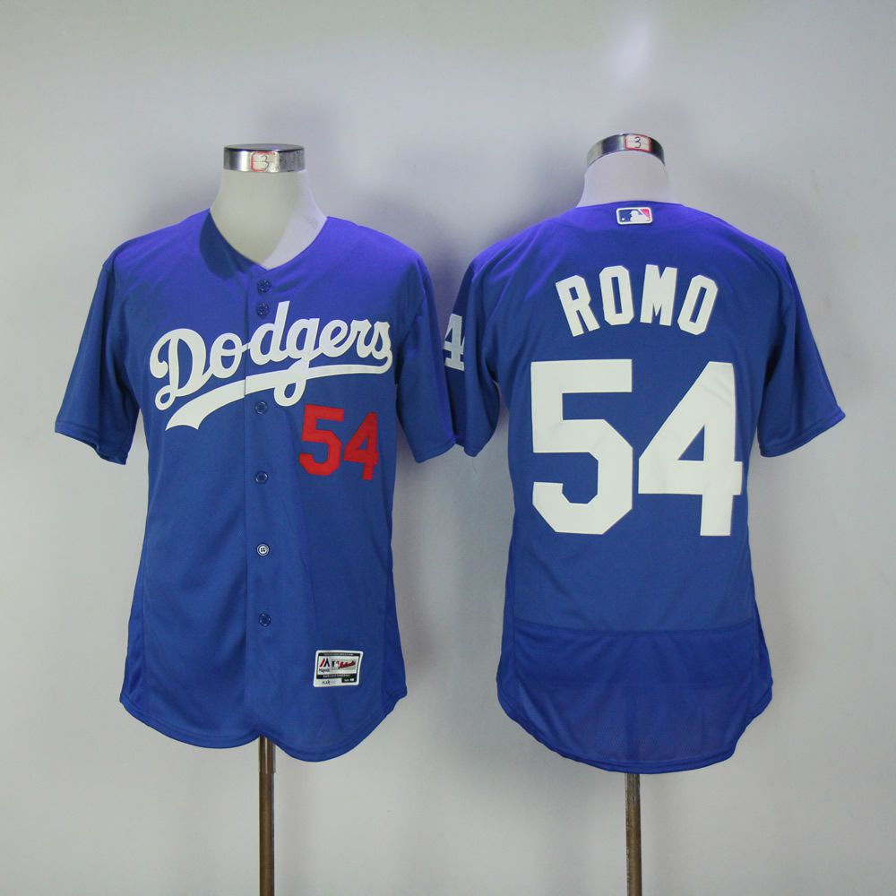 Men Los Angeles Dodgers #54 Romo Blue MLB Jerseys